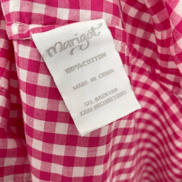 Marigot Maya Check Nightshirt Rose Pink White Small Button Up Sleep Pajamas. 21 - Picture 7 of 9